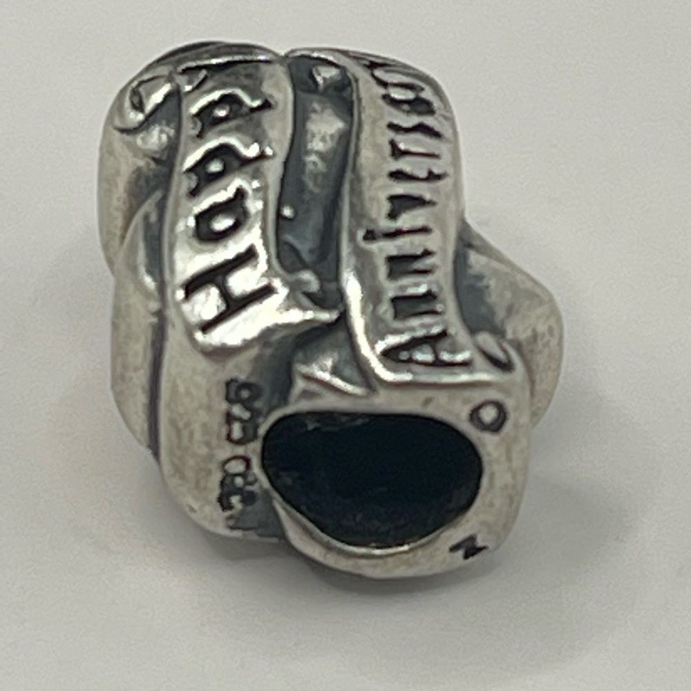 Silver Charm ~ "Happy Anniversary" ~ Sterling Silver View 2